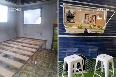 Amazing transformation: from run-down caravan to sleek office space