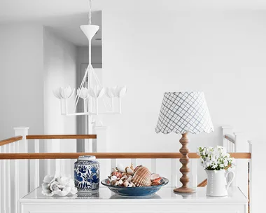 A lamp is part of the decor.