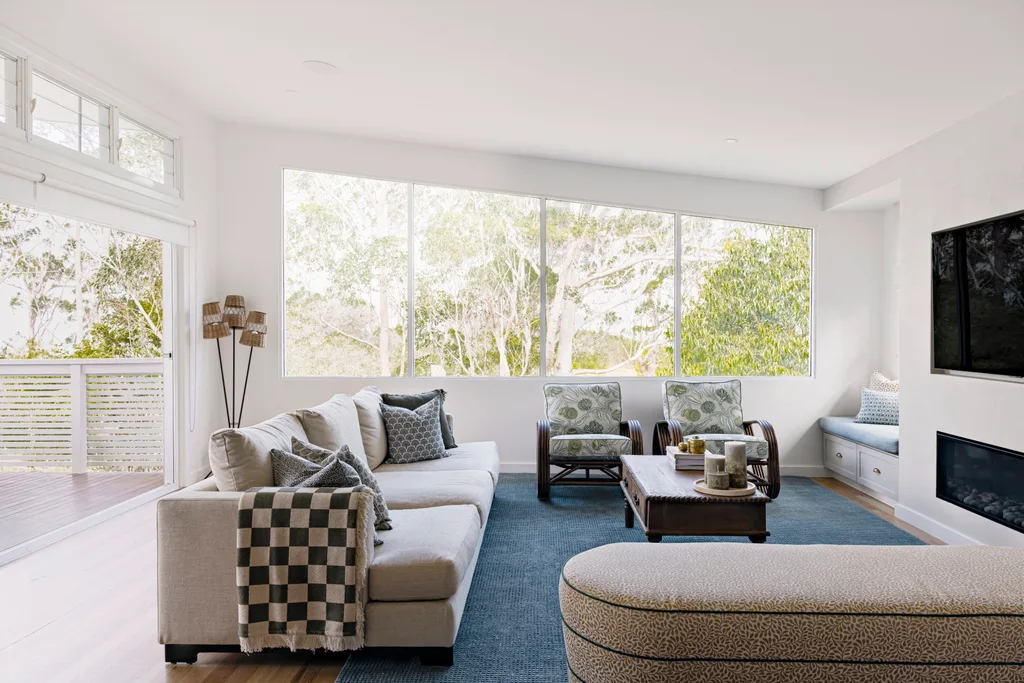 The living room inside a South Coast holiday home.