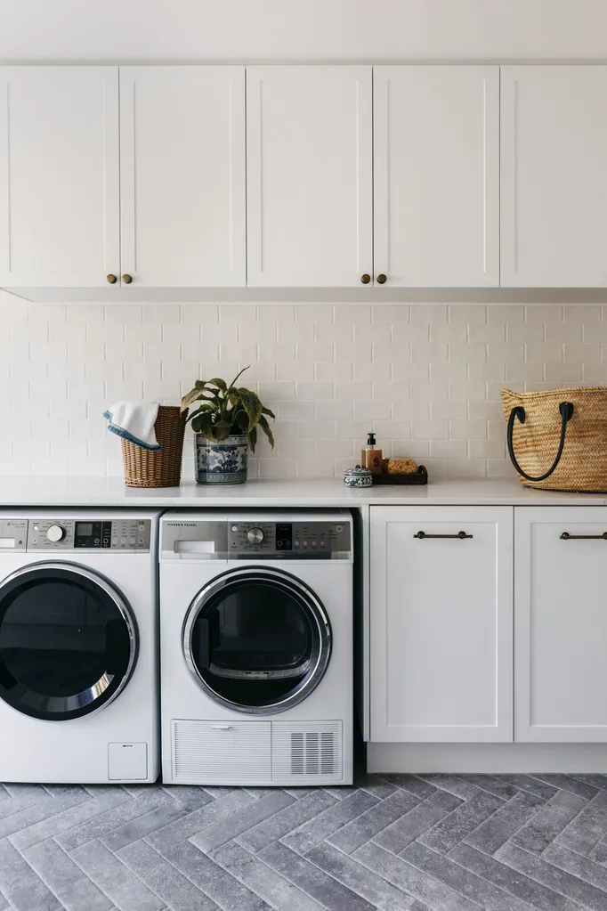 The mudroom inside a modern home in Melbourne.