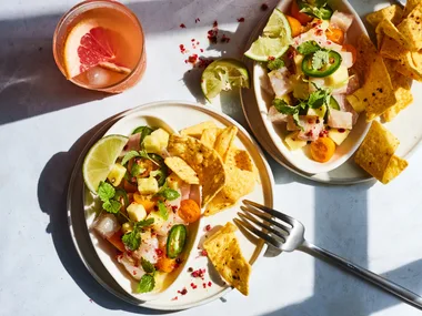 Ceviche with pineapple, preserved lemon and chilli