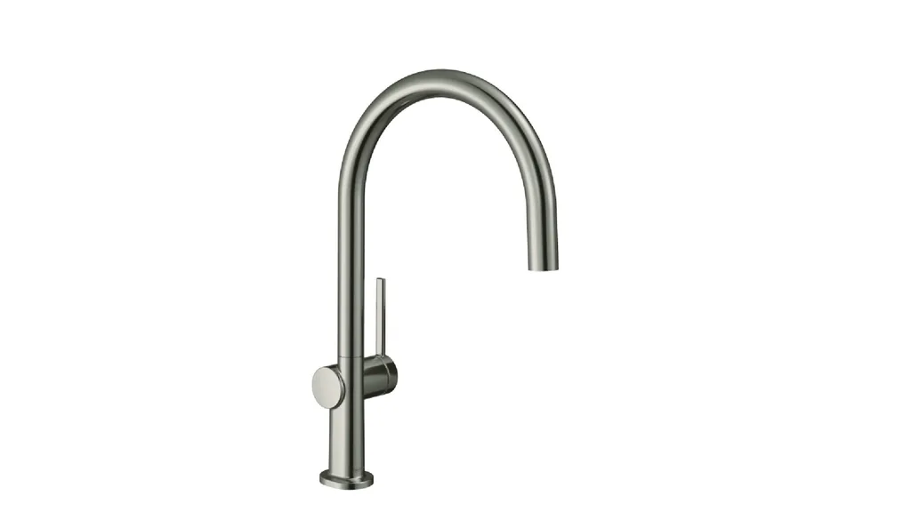 Gooseneck style kitchen mixer tap from Winning Appliances in a stainless steel finish.